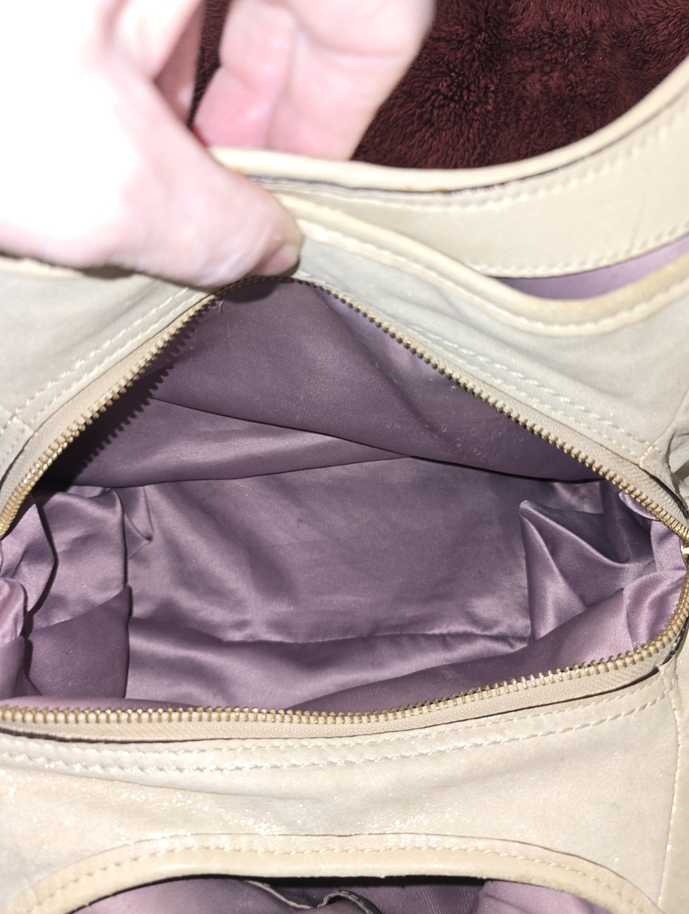 Coach Maggie Cream Leather With Gold Shimmer Shoylder Bag, VGUC, Needs Some TLC - Picture 10 of 15
